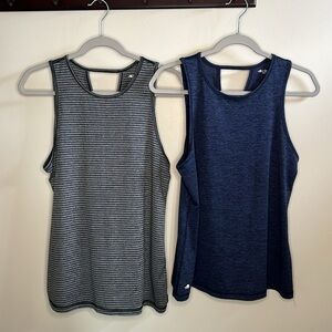 IDEOLOGY SET OF TWO MEDIUM TANK TOPS BLUE & GRAY BLACK STRIPED CREW NECK